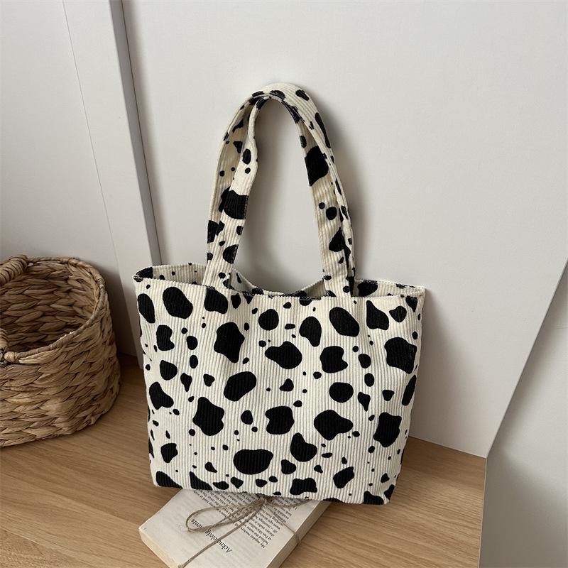 

Fashi Korean Vintage Leopard Tote Bag Women Elegant Commute Shoulder Bag with Relaxed Style білий