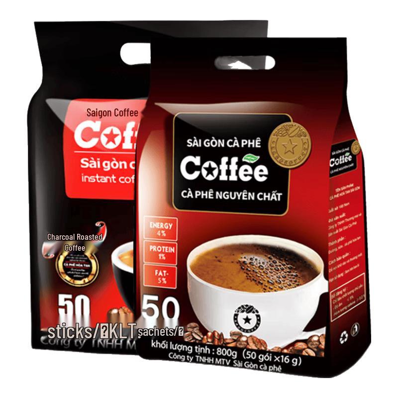 Saigon Vietnam 3-in-1 Instant Coffee Original & Charcoal Flavor (100 Sticks)