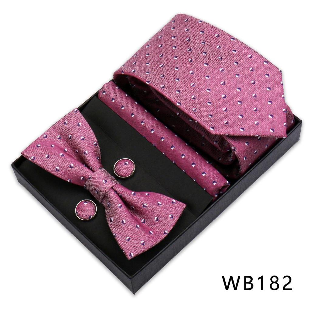 Men's Silk Bow Tie & Pocket Square Gift Set - Business & Wedding