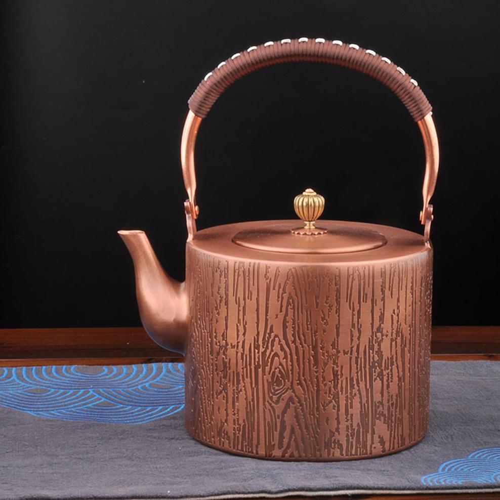 2L, Pure Copper Tea Kettle, Handmade Red Copper Pot, Large Capacity Uncoated Copper Teapot, Vintage Boiling Kettle, Home Tea Set