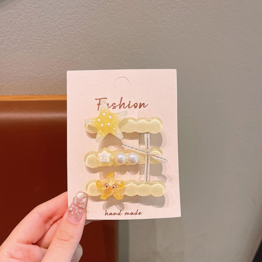 Summer Ocean Starfish Shell Hairpin Cute Children'S Hairpin Duck Beak Clip Pearl Hair Accessories Headgear Clip Girl