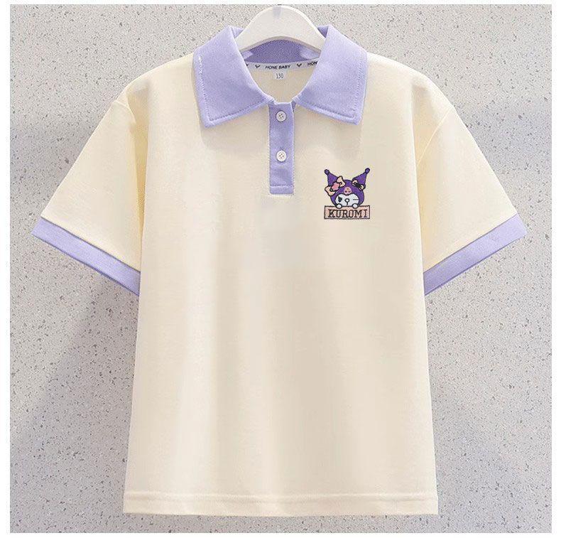 Kuromi Girls' Summer Cartoon JK Skirt Set - Short Sleeve Dress for Middle and Big Kids