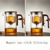 Water Separation Inner Container Teapot One Click Magnetic Switch Tea Separation Filtration Glass Tea Pot Wood Handle Tea
