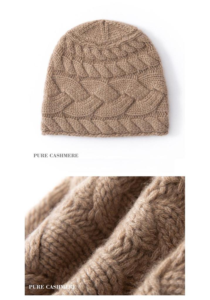 Damen 100% Reines Kaschmir Strickmütze - Modisch, Warm, Einfarbige, Stilvoll, Vielseitig, Lässig