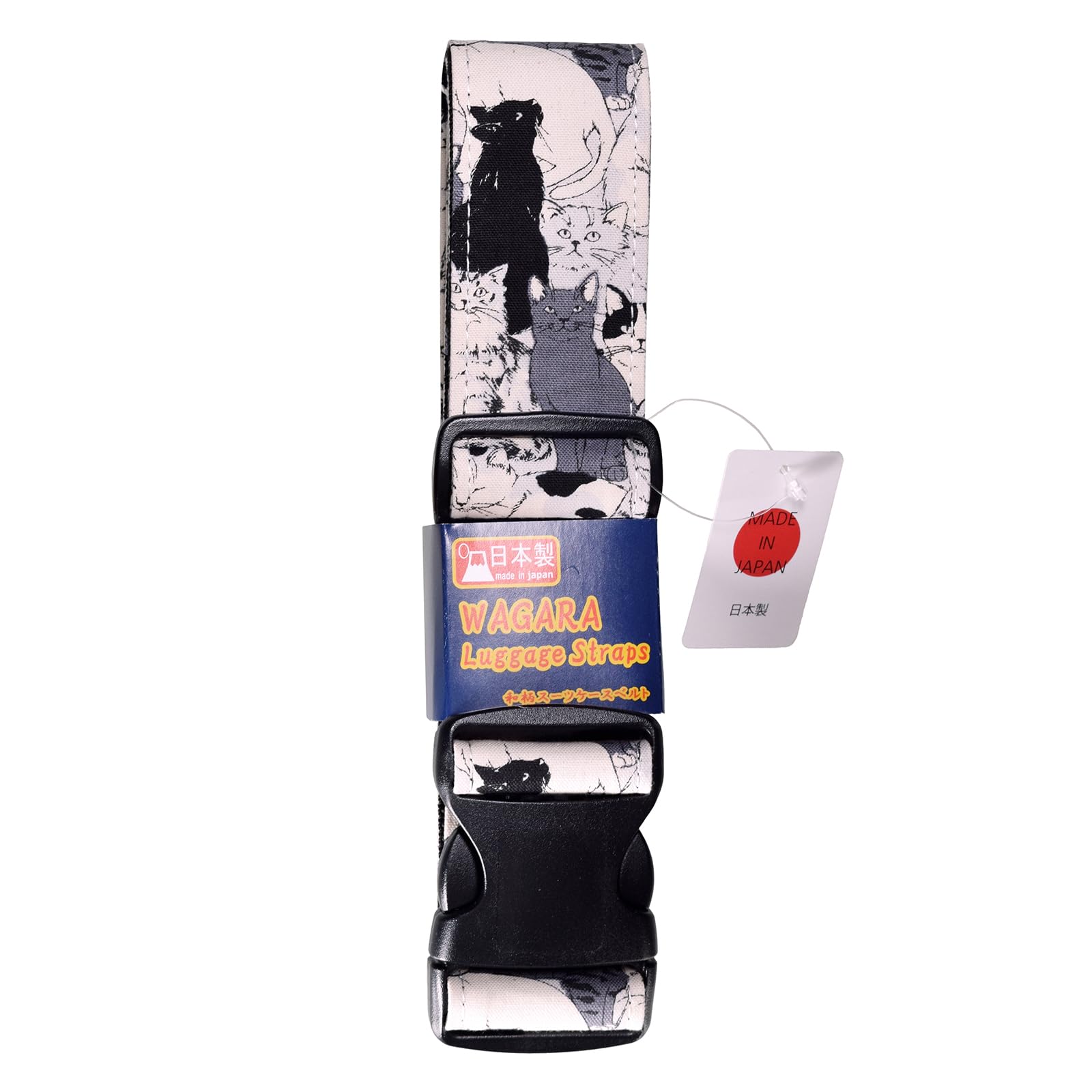 

Travel Goods Suitcase Belt Japanese Pattern Carry Belt Adjustable Length Made in Japan Gray [FANS] VFS-164631GR Cat-themed
