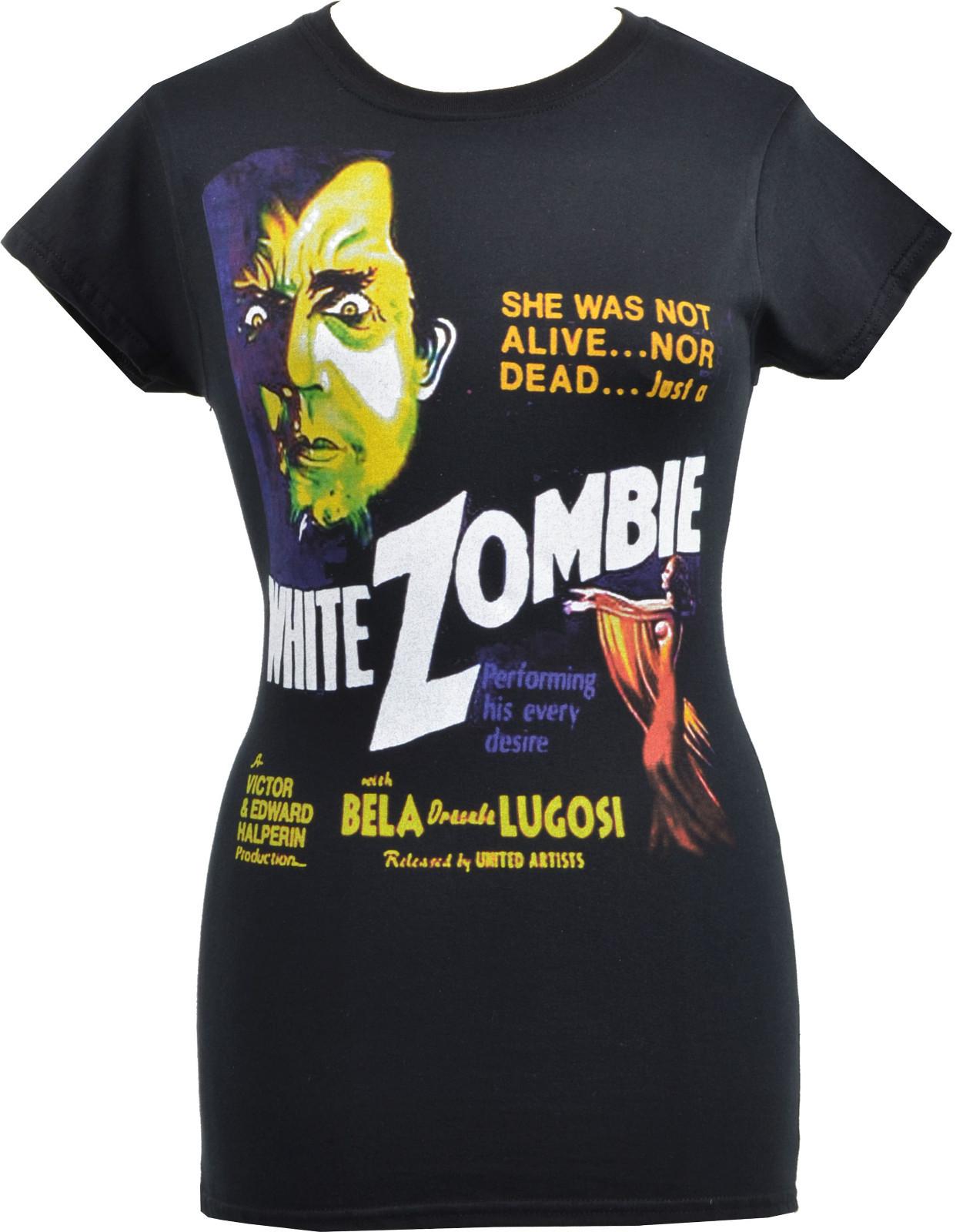 Womens Dracula T-Shirt White Zombie Bela Lugosi B-Movie Horror Gothic Plus Size XXXXL