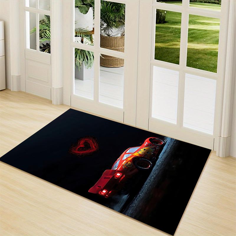 Mcqueen Heart Carpet Rug Soft Washable Antislip Home Living Room Sofa Mats Personalized Christmas Rug