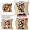 Vintage Baseball Cartoon Print Throw Pillow Covers Pattern Cushion Cover Suitable for Sofa Bedroom Car Pillow Cover