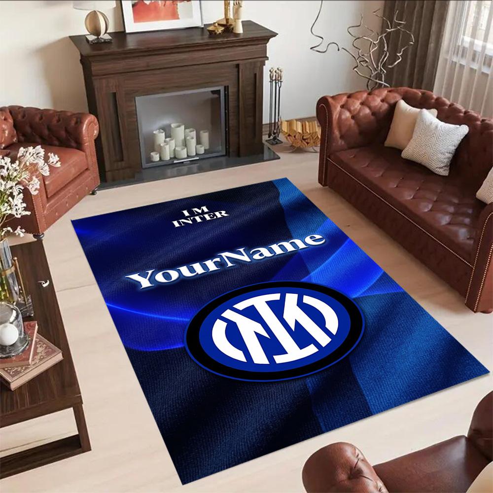 Inter Milan Customized Name Floor Rug Office Rug Perfect for Outdoor Foyer Game Room Living Rooms Antislip Carpet Decorate Offices