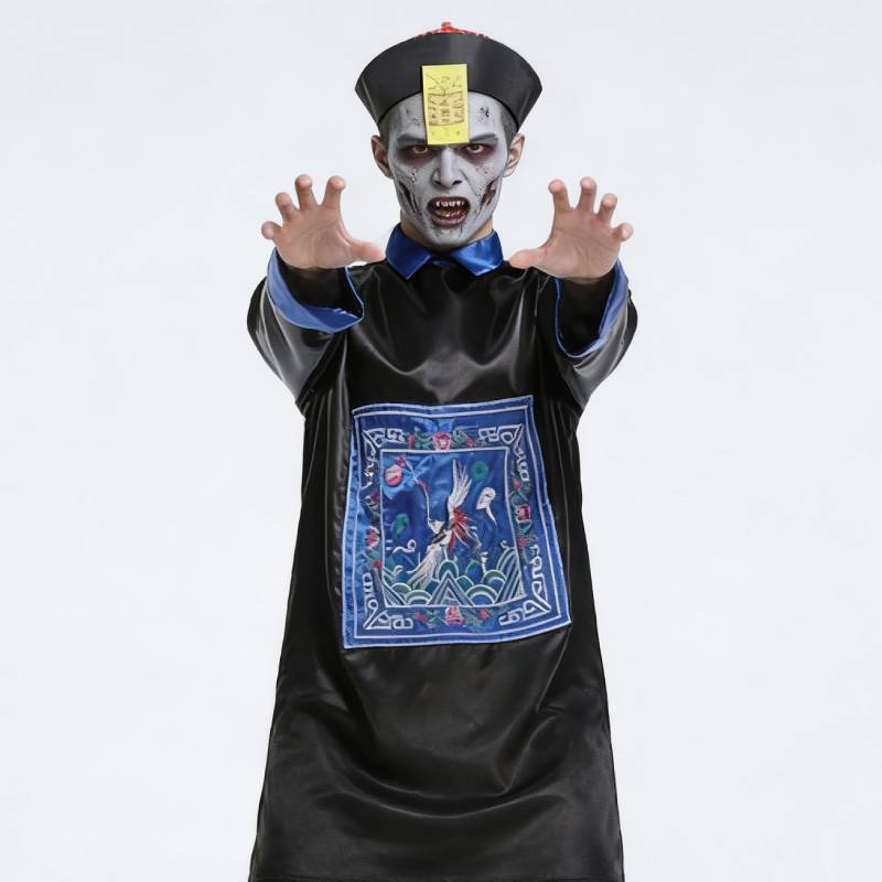 Chinese Dynasty Style Zombie Costume Set With Hat And Belt For Themed Events And Halloween