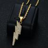 2026 Jewelry 18K Gold Plated Full Diamond Lightning Pendant Necklace Men's Jewelry Accessories