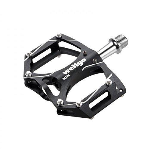 WELLGO Aluminum Pedals with Pins, CNC Cut, Thin, Black, 260g, Road/ATB/MTB, M194
