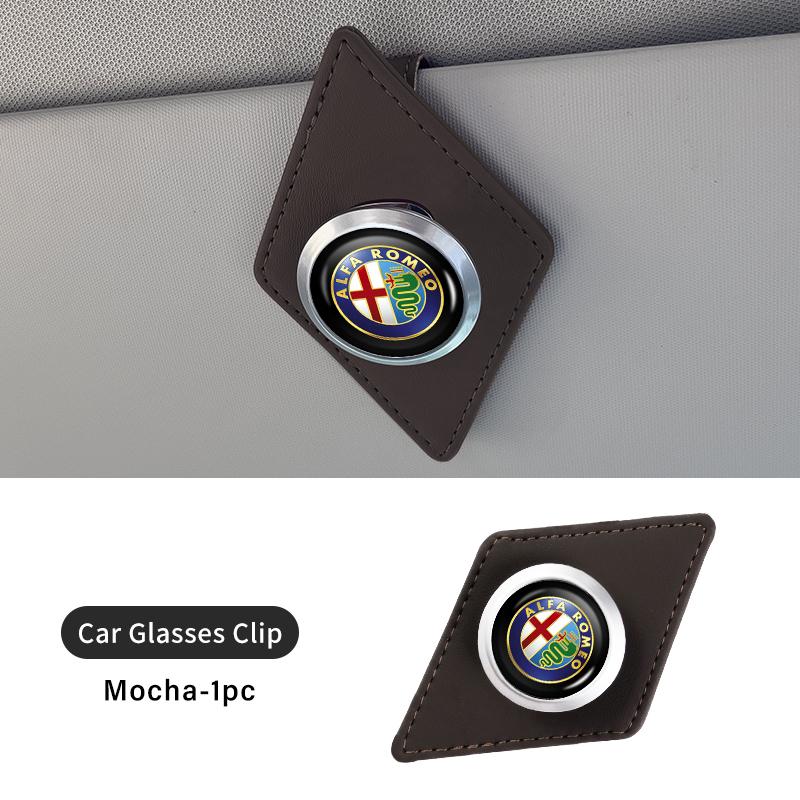CURN4 Leather Car Glasses Holder Sun Visor Clip Card Ticket Organizer For Alfa Romeo 159 Giulietta 156 147 Giulia Mito GT Stelvio