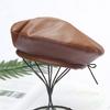 Fashion versatile PU leather beret new Internet celebrity retro painter hat women adjustable soft bud hat