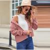 Autumn Women Fashion Casual Coat Button Down Tops Solid Turn-down Collar Long Sleeve Office Lady Crop Jackets