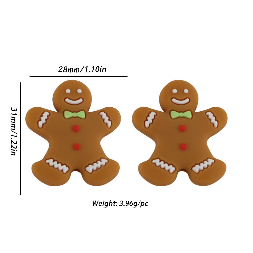 2/5pcs Christmas Series Silicone Beads Santa Reindeer Cookies Snowman DIY Pacifier Chain Jewelry Making Bulk DIY Crafts