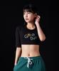 ASTRAL PROJECTION Good Day Supima Spandex 5-Quarter Sleeve Short Crop Top_Black
