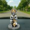 Hanuman' Gold and Silver Antique Resin Figurine Idol Hanuman Statue In a Kneeling Pose Showpiece for Mandir Home Decor,