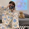 2pcs Spring And Autumn Ladies Pajamas Girls Homewear  Of Autumn And Winter Cartoon Cute Homewear Long-Sleeved Trousers Set