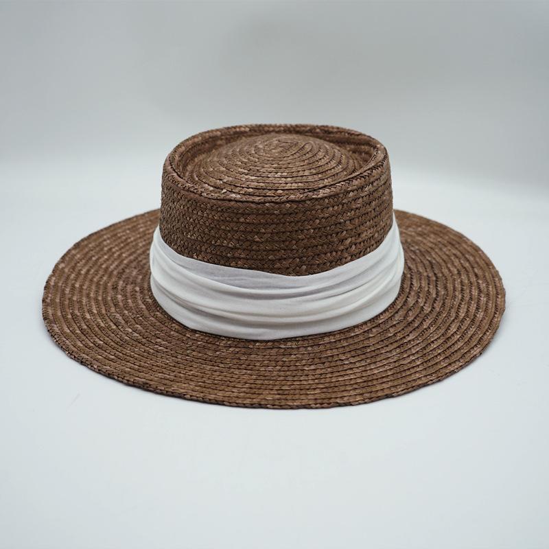 Brown Coffee Natural Straw Straw Hat For Men And Women French Retro Japanese Sunshade Sunscreen Beach Panama Top Hat Vacation