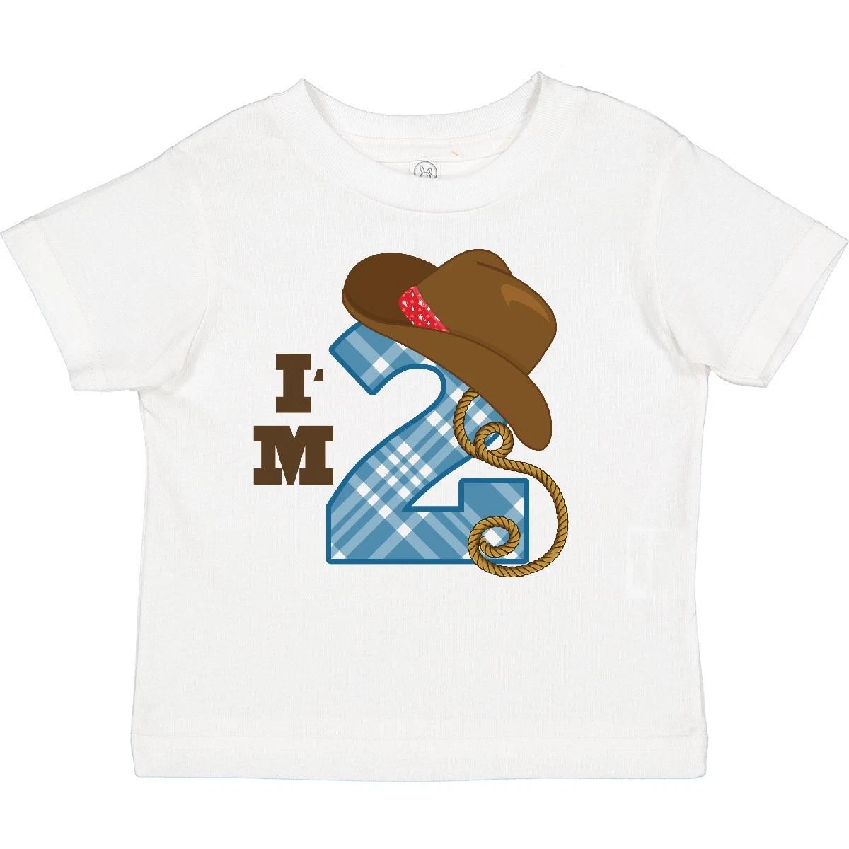 Inktastic 2nd Birthday Cowboy I m 2 Two Year Old Toddler kids boys T-Shirt Second Number 110