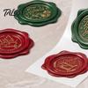 Christmas Souvenir Packaging Labels Wax Seal Stickers, Self-Adhesive Embossed Decals, Red And High Definition Decorative Seals Green Retro for Holiday