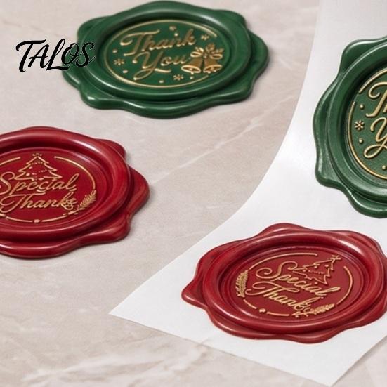 Christmas Souvenir Packaging Labels Wax Seal Stickers, Self-Adhesive Embossed Decals, Red And High Definition Decorative Seals Green Retro for Holiday
