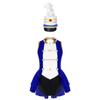 Girls Flag Raiser Performance Costume: Round Neck Cutout Back Sleeveless Leotard & Matching Feather Hat for Cosplay Dress Up