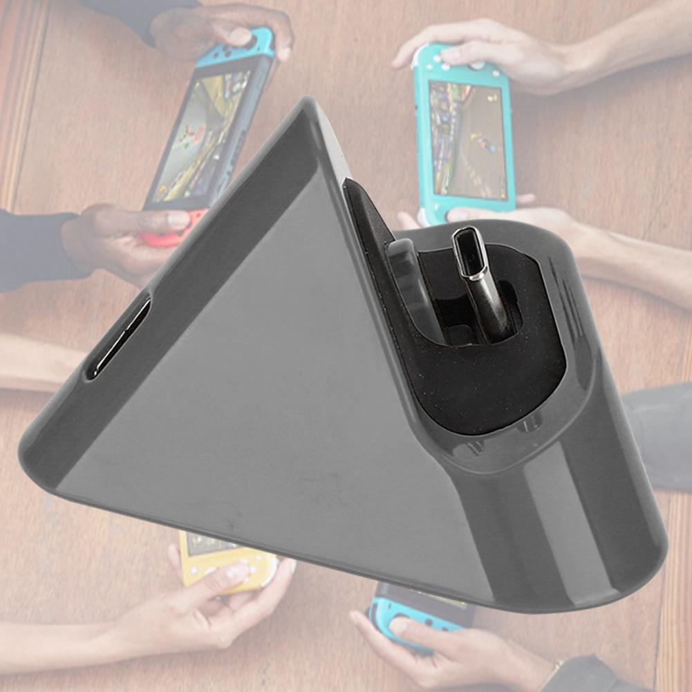Portable Triangular Type C Charging Base Metal Bottom Charger for Switch  Lite Host(Gray )