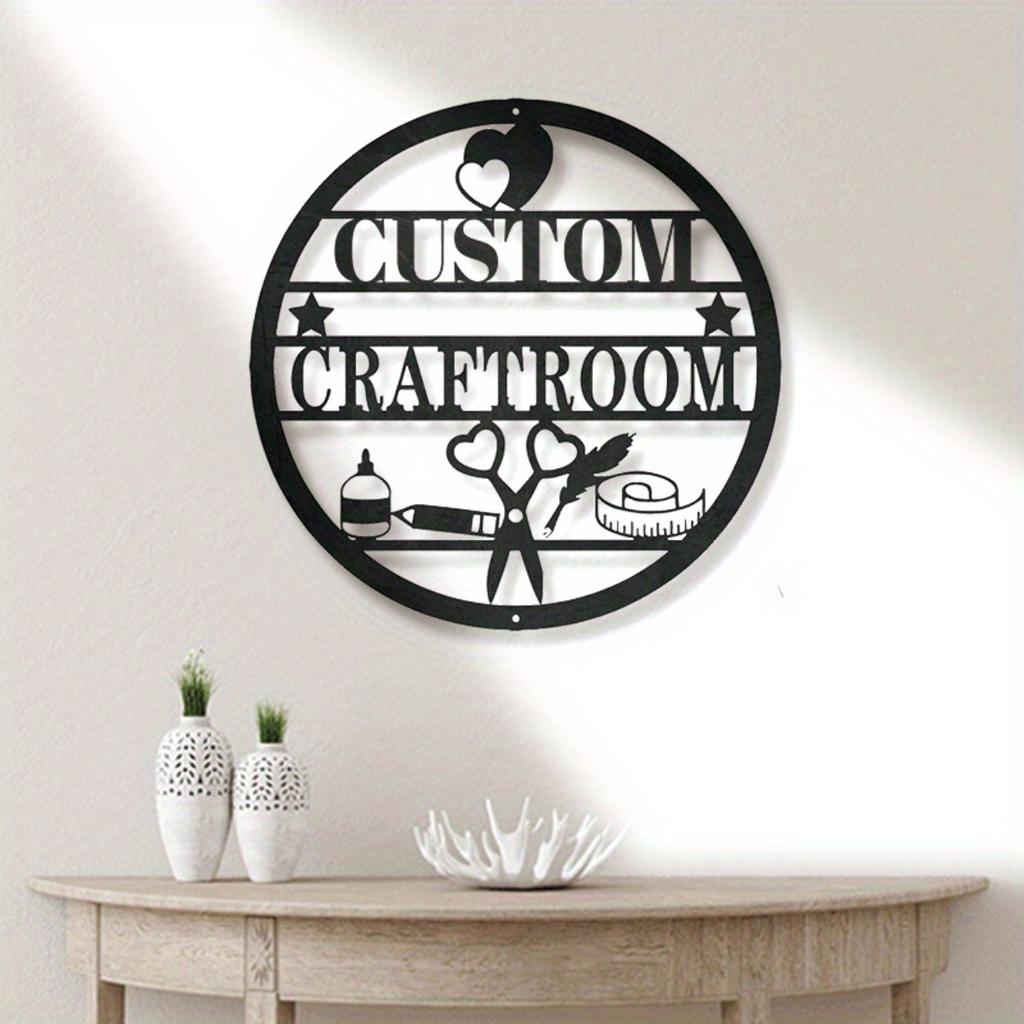 Custom Handmade Metal Wall Art Iron Sign Scissor Thread Craft Room Decor