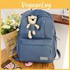 Korean Style Bear Backpack Large Capacity Stylish Nylon Soft Double Shoulder Bag