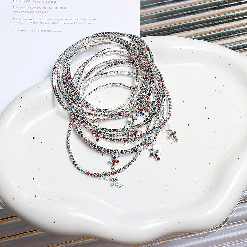 

Изысканный браслет с подвеской-крестиком для женщин и девушек, универсальный, красочный, браслет, ювелирные аксессуары, подарки