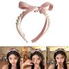Bowknot Headband for Woman with White Pearls Decors Delicate Headbands Banquets Headbands Sweet Hairbands Yoga Supply