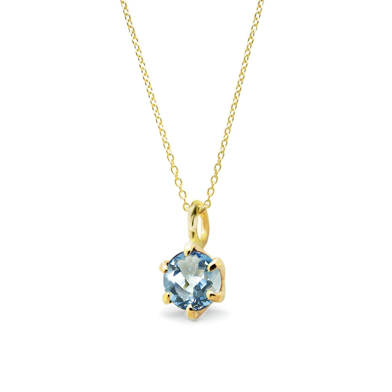 

miwahouseki November birthstone blue topaz yellow gold single stone necklace [Miwahouseki] [YG0704BT] синий