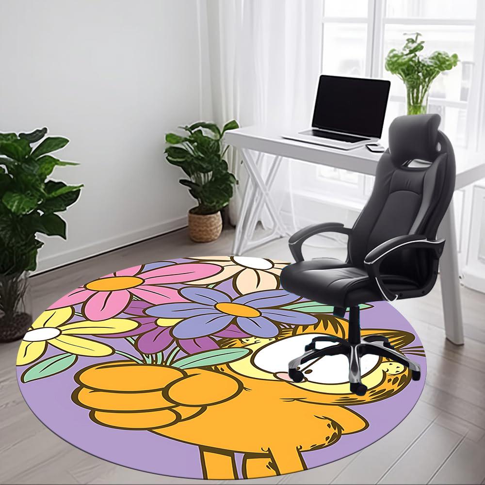 1pc Garfield Office Round Area Rug, Under Office Chairs Bedroom Living Room Home Decor, Room Deco