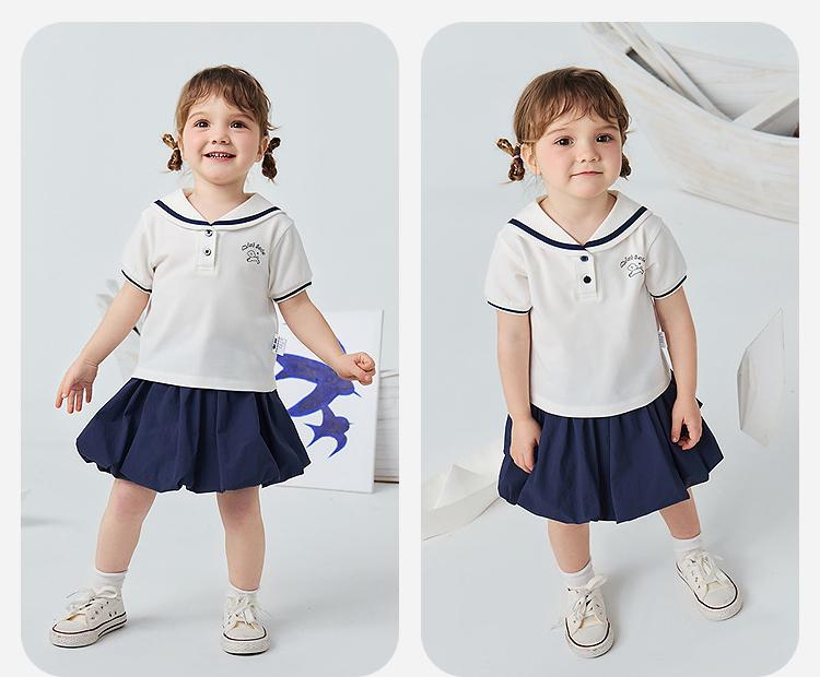 Mini Balabala Girls' Set T-shirt Short Skirt Sports Baby Skin friendly Breathable Summer 2026