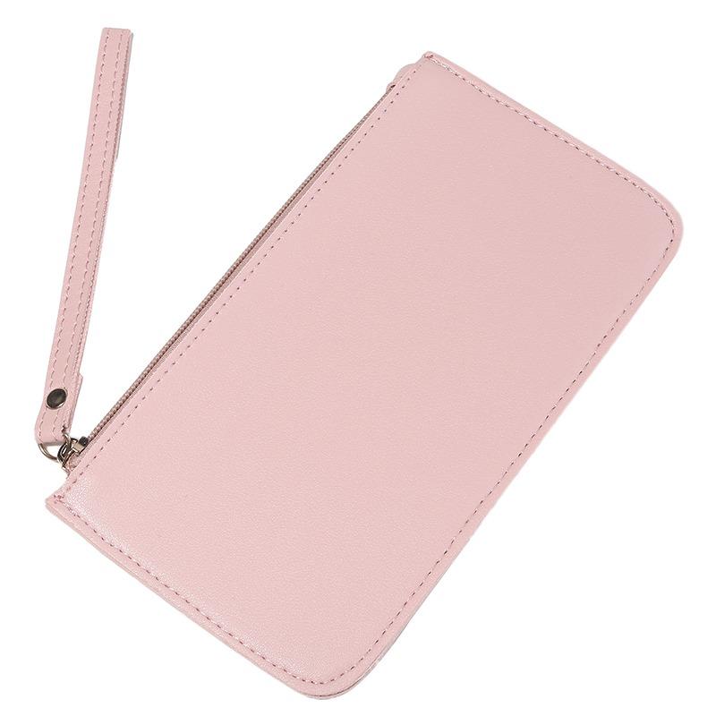 Women Vintage Long Wallet PU Leather Zipper Wallet Soild Color Large Capacity Card Holder Bag