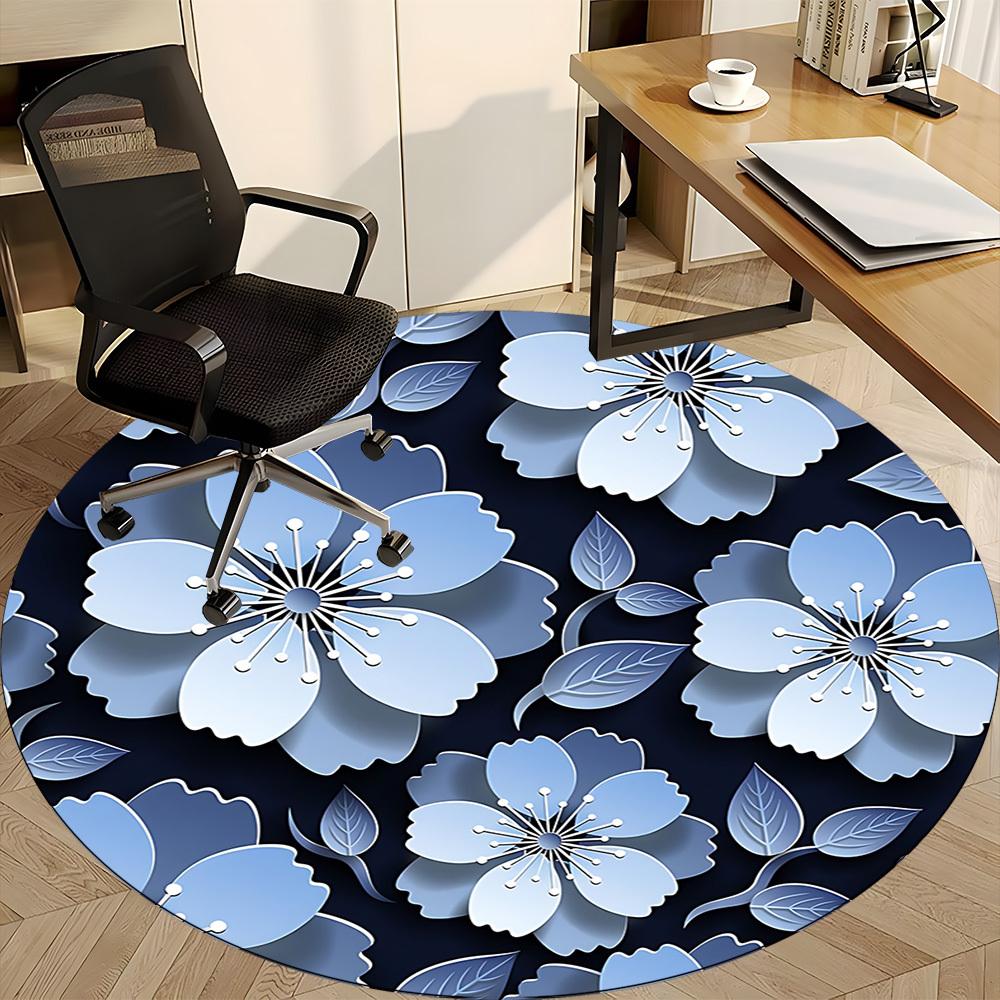 1pc Floral Pattern Office Round Rug, Non-slip, Soft and Durable Office Rug for Interior Decoration, Perfect for Office, Beautiful Decoration yy2603120