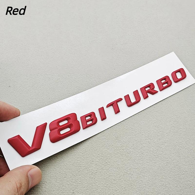 1Pcs 3D ABS Chrome Logo V8 BITURBO Emblem Car Fender Side Badge Decal For C63S C63 E63 G63 G500 Sticker Accessories