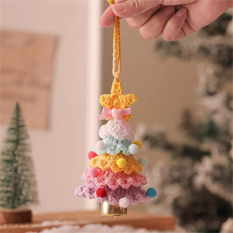 Christmas Car Hanging Ornament Hand Knitted Christmas Tree Hanging Decoration J0MC