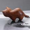 Cute Sandalwood Sculpture Desk Ornaments Wooden Statue Cat Memorial Statues Handmade Wood Carved Cats Cute Cat Pattern
