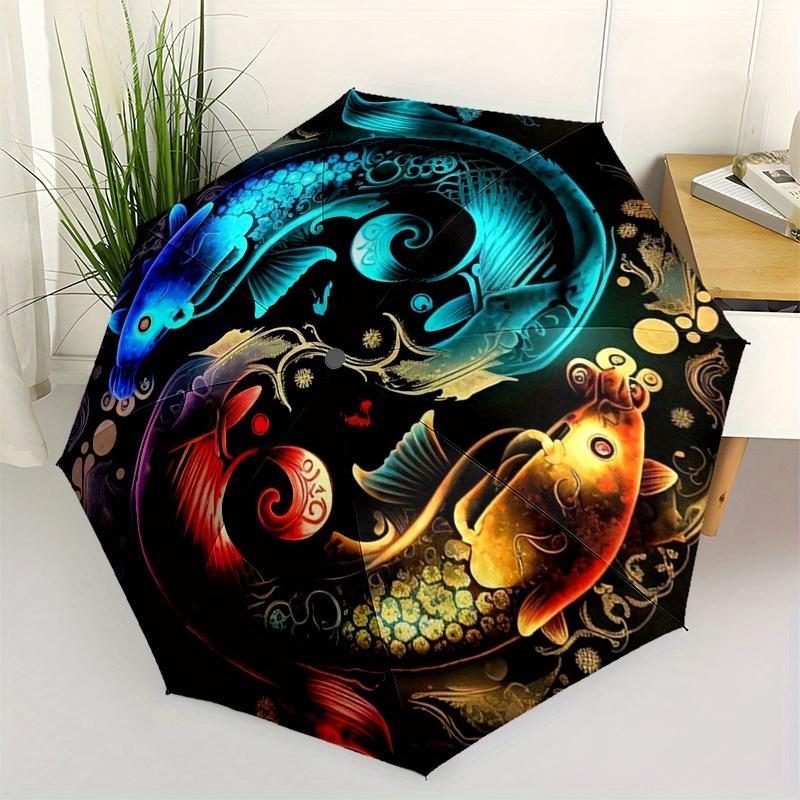 Colorful Yin Yang Fish Wall Art Print Poster Home Decor Canvas Painting Umbrella Day Gift Y296