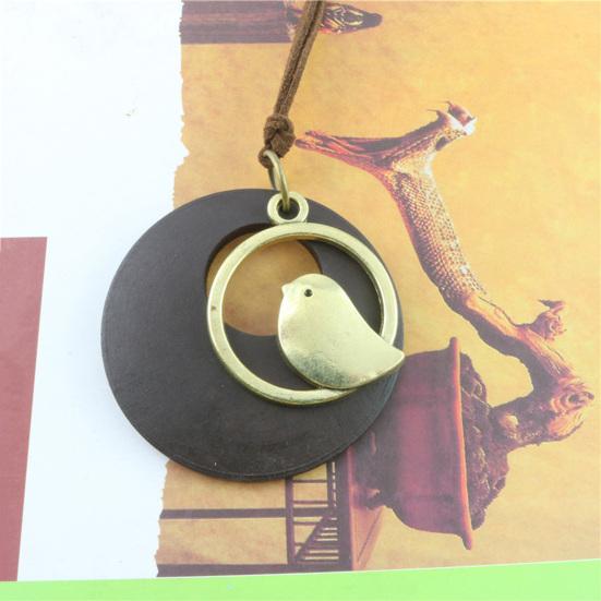Necklace Long Vintage Pendant Layers Clothing Ornamental Two Matching Wood Sweater Chain Ethnic