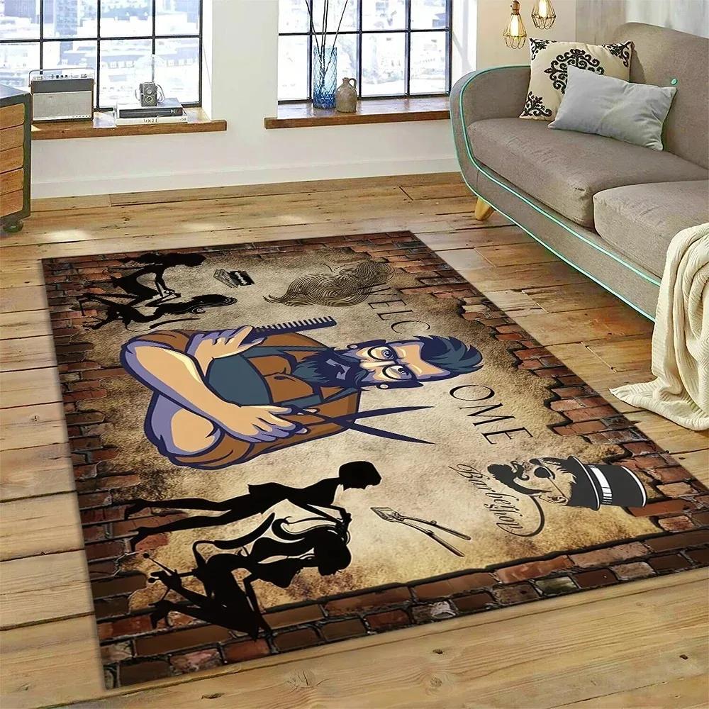 Fashion Barber Shop Series Carpet Hallway Cloakroom Coffee Table Rug Bedroom Home Floor Mat Washable Living Room Decoration