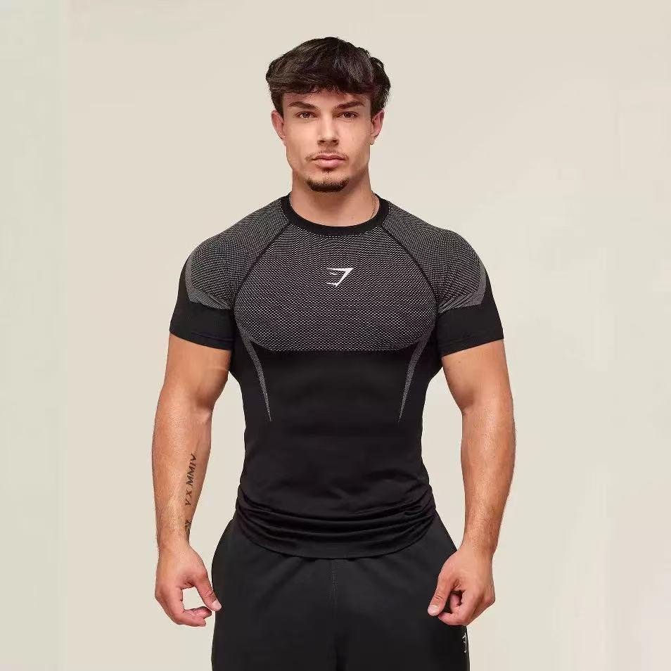 Global Finds Heren Slim Fit Sport T-shirt met Haaienprint Sneldrogend XXL