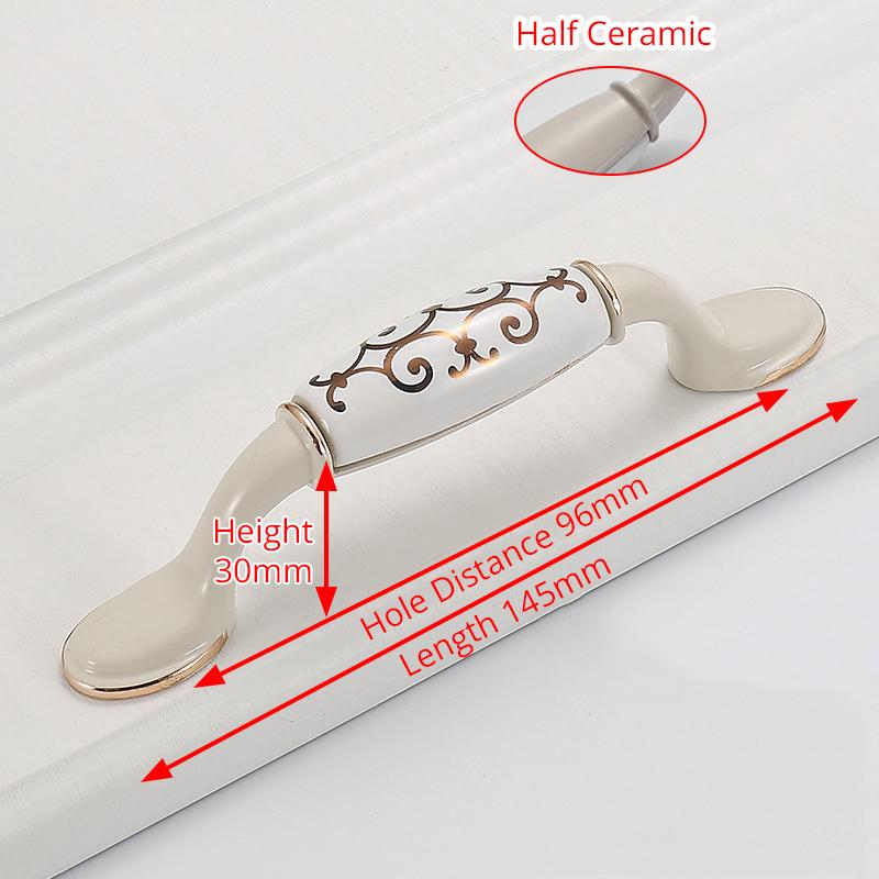 KAK Antique Bronze Ceramic Cabinet Handles Zinc Alloy Drawer Knobs Kitchen Wardrobe Door Pull European Furniture Handle Hardware