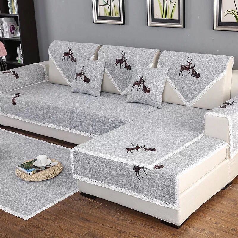 Sofa Cushion Four Seasons General Fabric Cotton Non-slip Simple Modern Summer Garden Living Room Cotton Linen Sofa Cover Hood.