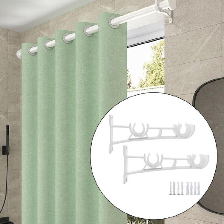 8 Pack Double Curtain Poles Holder White Metal Drapery Rod Support Wall Brackets with Screws for Living Room and Bedroom