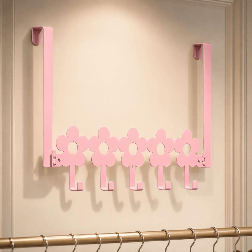 Easy Install Pink Over The Door Hooks Detachable Heart-Shaped Door Holder Organizer 1 Hooks Iron Pink Heart Hooks Wall Mount
