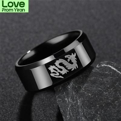 Punk Fashion Style Antique Retro Male Jewelry Viking Ring Female Black Dragon Amulet Vintage Norse Rune Rings For Women